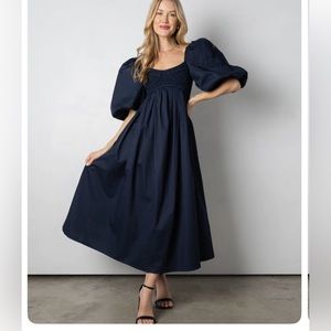 Vestique - BRAND NEW WITH TAGS - Navy Cecilia Dress puffed sleeves